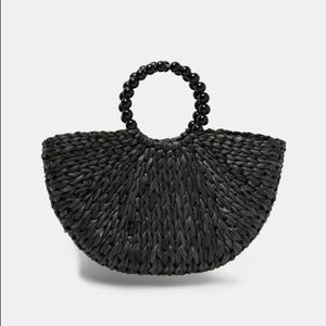 Zara Straw Half Moon Tote